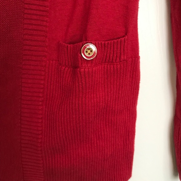 Y2K Banana Republic Cotton Blend Cardigan Sweater XS Cardinal Red - Picture 4 of 9